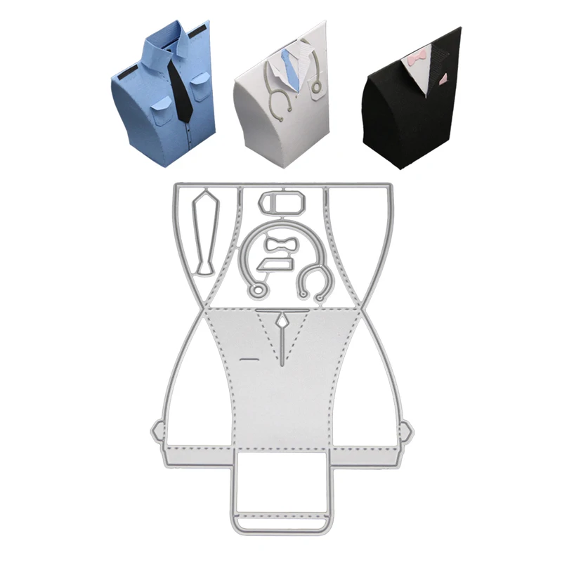 Мужской костюм галстук Вырубные штампы 3 вида стилей Подарочная коробка металлический трафарет для поделок Скрапбукинг открытка для создания альбома тиснение штампы и штампы
