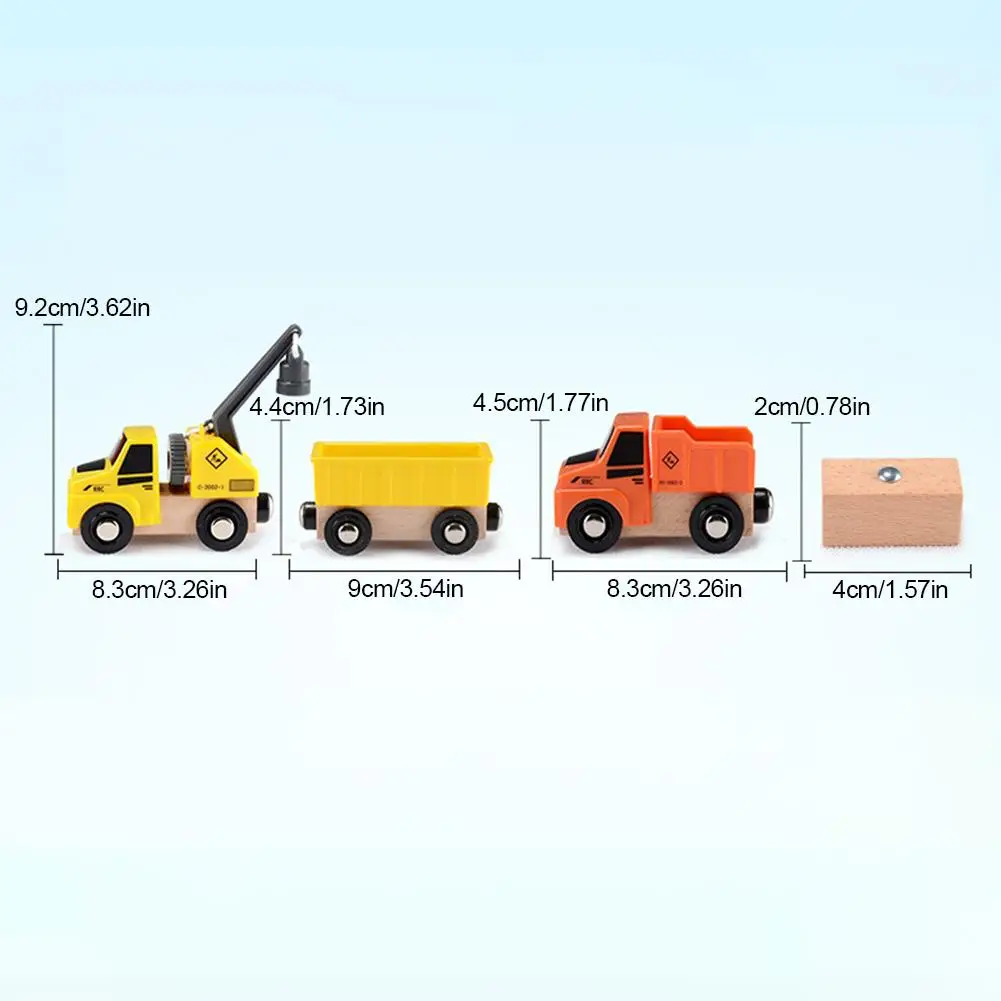 Wooden Train Toy Magnetic Construction Vehicle Toy Wooden Play Set Compatible With Most Wooden Tracks For 5