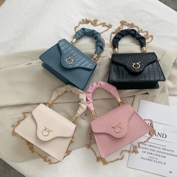 

Fashion Pleated Handle Women Shoulder Bags Casual PU Totes Crossbody Handbags Youth Ladies Simple Versatile Bag