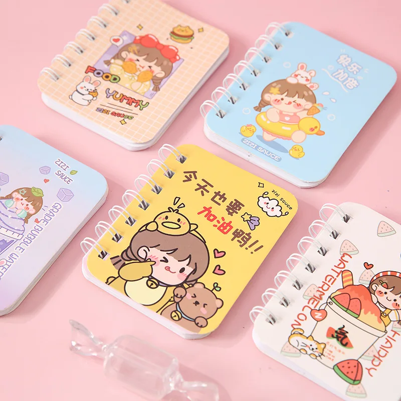 

Korean Cartoon Rollover Coil Notebook Student Portable Pocket A7 Notepad Mini Kawaii Office Simple Tearable Journal Wholesale