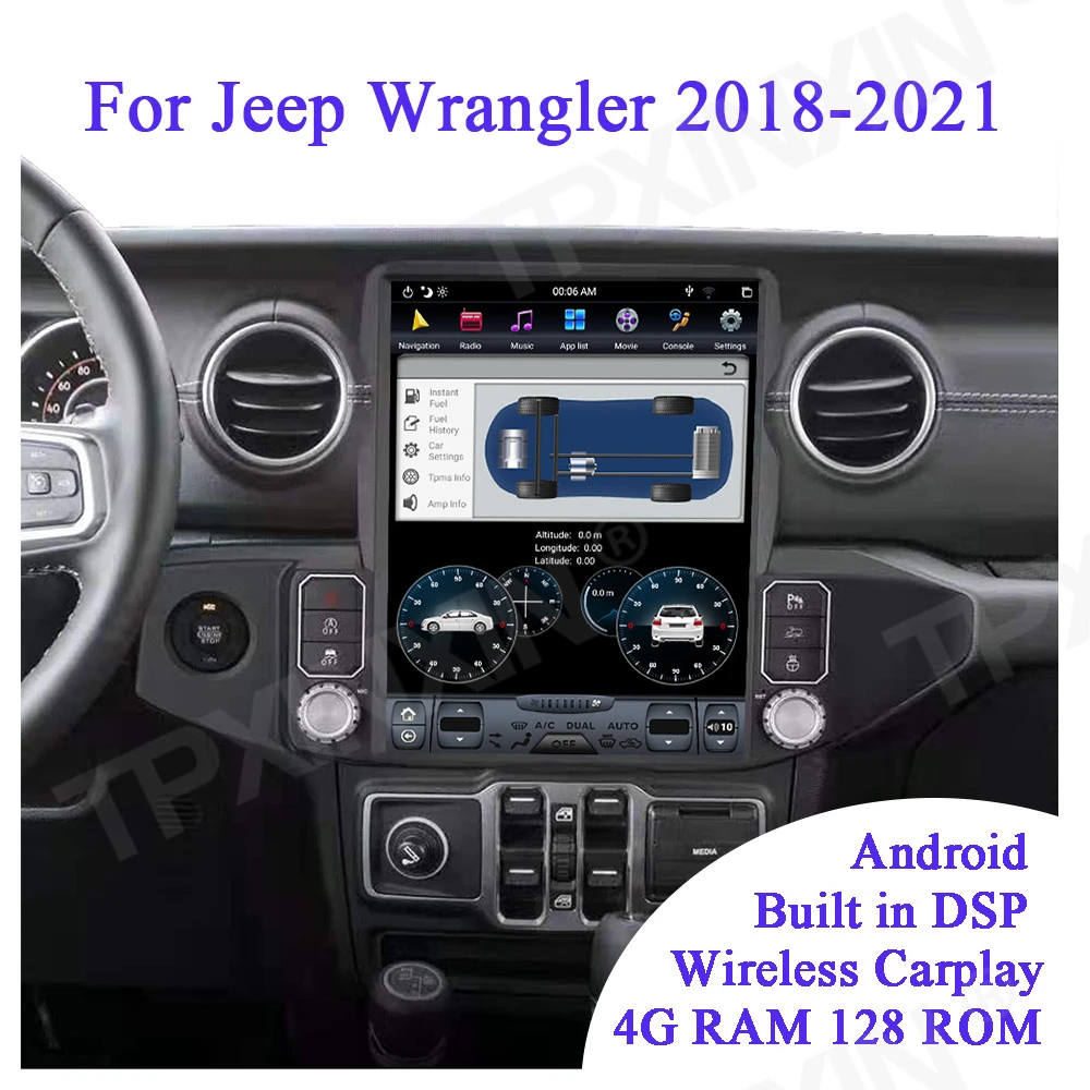  Vertical Screen Tesla Style For Jeep Wrangler 2018-2021 Multimedia  Radio Car Gps Navigation Stereo 2din Headunit Player - Car Multimedia  Player - AliExpress