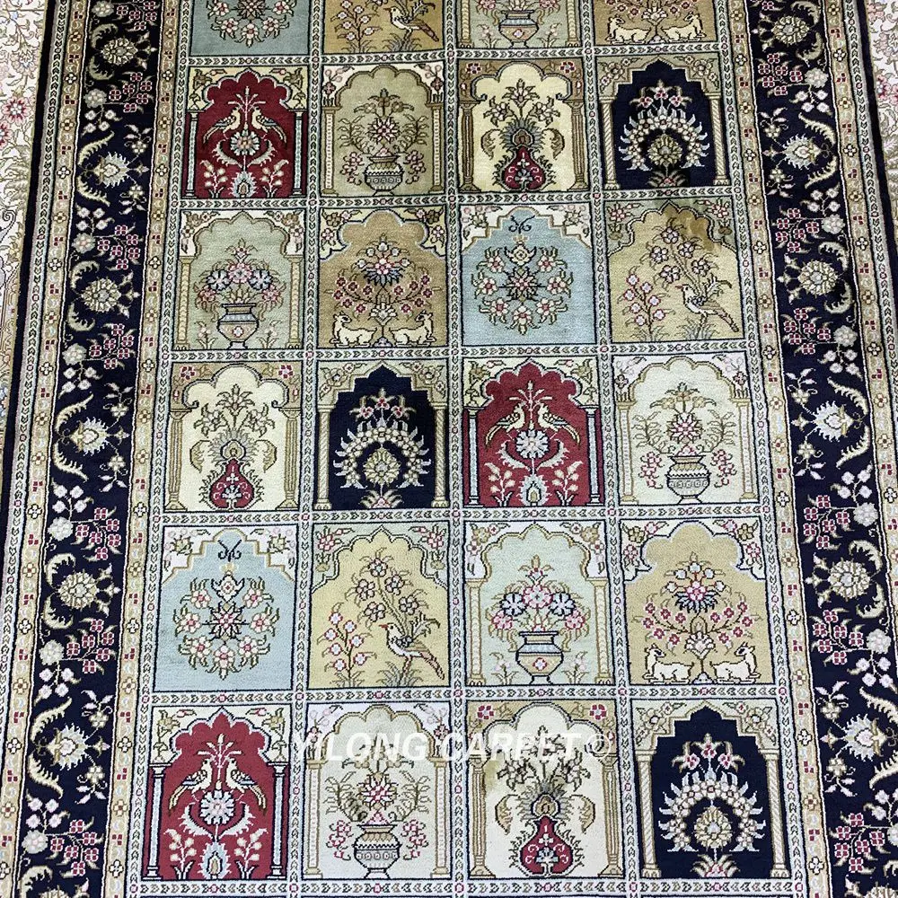 Yilong 3'x5' античный Шелковый синий ковер из Тебриз, изысканная, Восточная ковёр дешево(HF231B