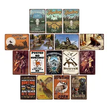 Охотничий винтажный постер потертый шик охотничьи пистолеты ретро металлические жестяные знаки охотничья доска таверна домашний декор 20x30 см