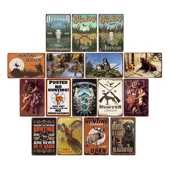 

Hunting Vintage Poster Shabby Chic Hunter Guns Retro Metal Tin Signs Hunt Plaque Tavern Home Decor 20x30cm