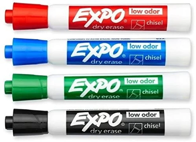 Expo Low Odor Dry Erase Marker Chisel Tip Black  Chisel Tip Whiteboard  Marker - 4pcs - Aliexpress