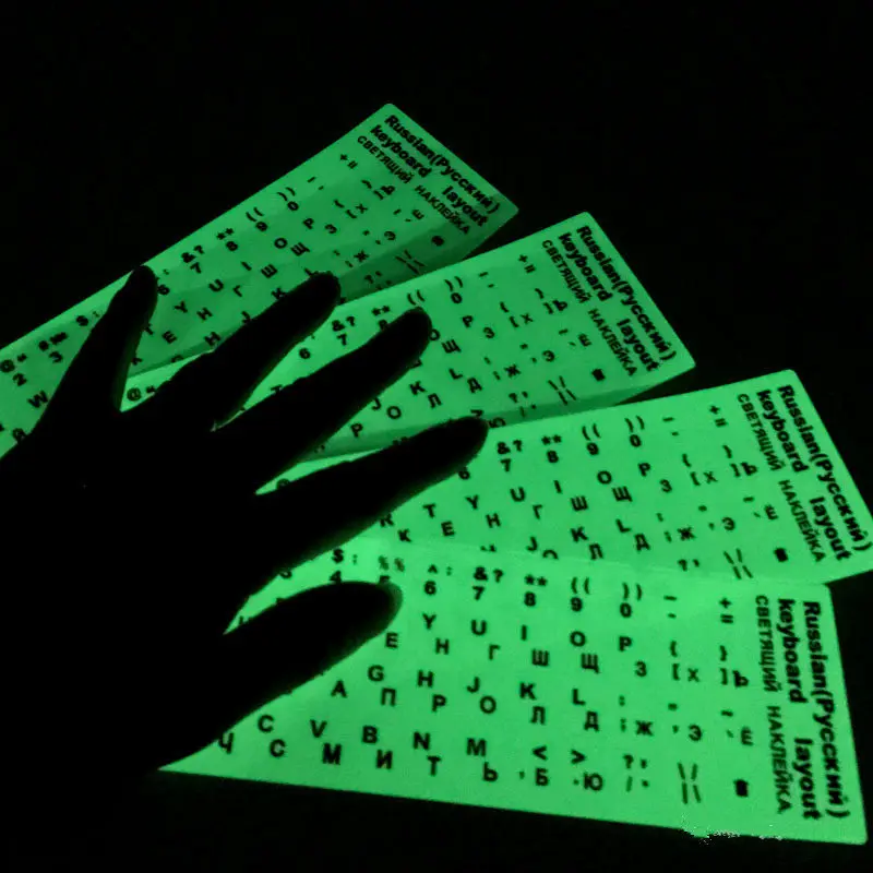 

Luminous Waterproof Keyboard Stickers Russian/English/French/Spanish Protective Film Layout Button Letters Alphabet for Computer