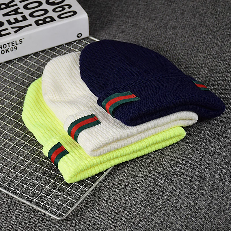 

Striped Beanie Hat Winter Knitted Women Men Cotton Warm New Autumn Luxury Brand Woolen Skull Cap 2020 Couple Hat Dropshipping