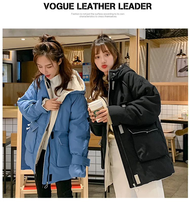 Autumn And Winter New Style Korean-style INS Online Celebrity Loose Casual Hooded Cotton-padded Clothes Workwear Coat