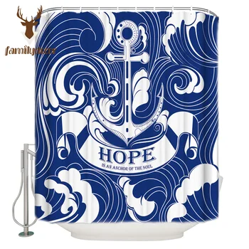 

Nautical Theme Hope Is The Anchor Of The Soul Pattern Shower Curtains Polyester Fabric Waterproof Bathroom Bath Curtain