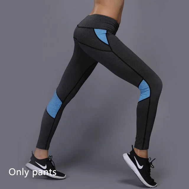 Blue Pants Женский комплект для йоги, спортивный костюм, женская одежда для фитнеса, спортивная одежда для бега, для спортзала, леггинсы+ футболка, Женский комплект 2 шт. спортивный костюм - Цвет: Blue Pants