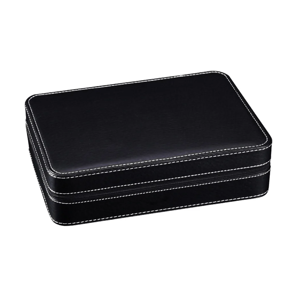 

PU Leather Portable Zipper Closure 10 Grids Gift Display Packaging Jewelry Organizer Case Watch Storage Box Bracelet Counter