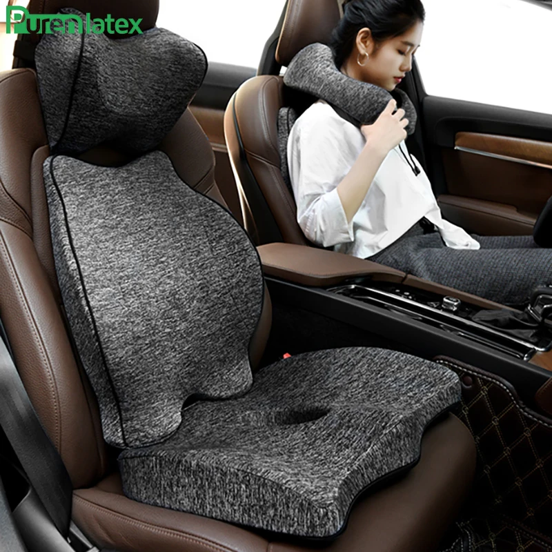 Purenlatex Car Pillow Auto Seat Cushion Memory Foam Orthopedic Pillow for  Office Pad Coccyx Cushion Sciatica Back Pain Relief