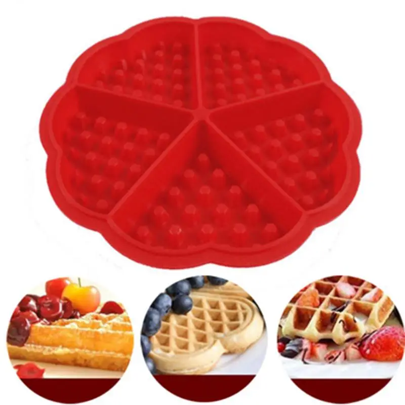 

Silicone Round Waffles Pan Cake Baking Mould Mold Tray Kitchen Tools Heart Shape