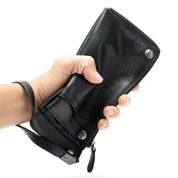 

9088 Business men's wallet head layer leather cowhide long simple handbag multi card avaliable mobile phone bag for high quality