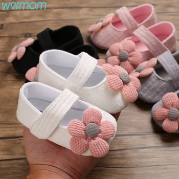 

Warmom Baby Soft-soled Toddler Shoes Flowers Safety Non-slip Comfort Fashion Infant First Walkers Baby Shoes Cotton