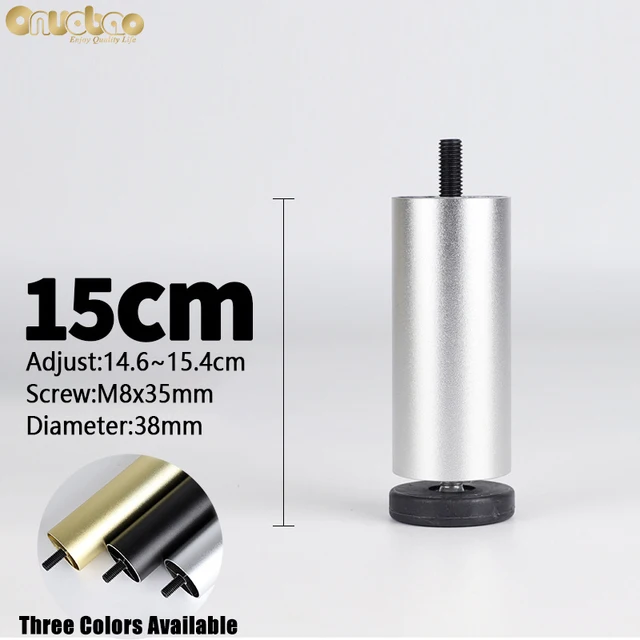 Onuobao 4PCS Furniture Leg M8 Screw Adjustable Aluminum Alloy Sofa Leg for Table Legs Raised Feet Refrigerator Washing Machine Silver-15cm