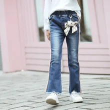 El Monte/джинсы для девочек г. Весенне-осенние новые стильные брюки средней и большой длины для девочек штаны для девочек в Корейском стиле