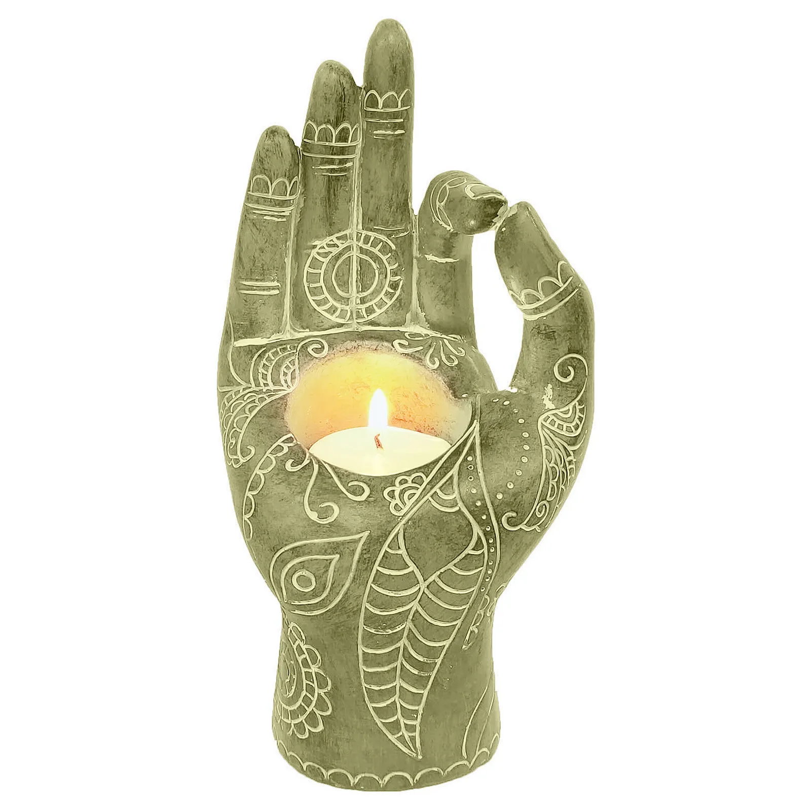 BUDDHA HAND CANDLE HOLDER Buddha Candle Holder Mudra Hand Tabletop