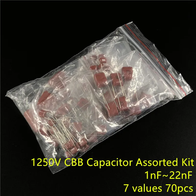 1250V 1nf ~ 22nf CBB на металлической пленке конденсаторы набор 7 значений 70 шт |