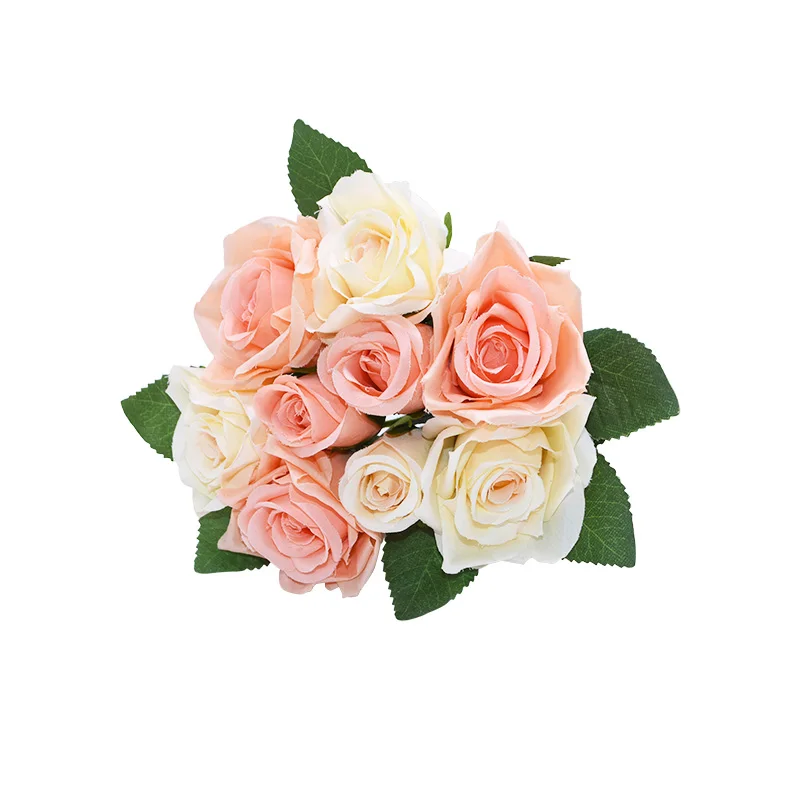 9 голов/лот шелковые искусственные цветы розы для украшения розы Букет Флорес свадебное украшение свадебный букет - Цвет: B18