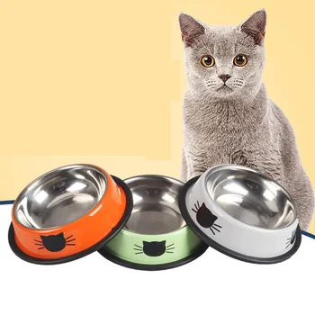

New Dog Cat Bowls Stainless Steel Anti-skid Cats Food Basin Dog Water Bottle Pets Drinking Feeding Tool Kitten Dish Pet Supplies