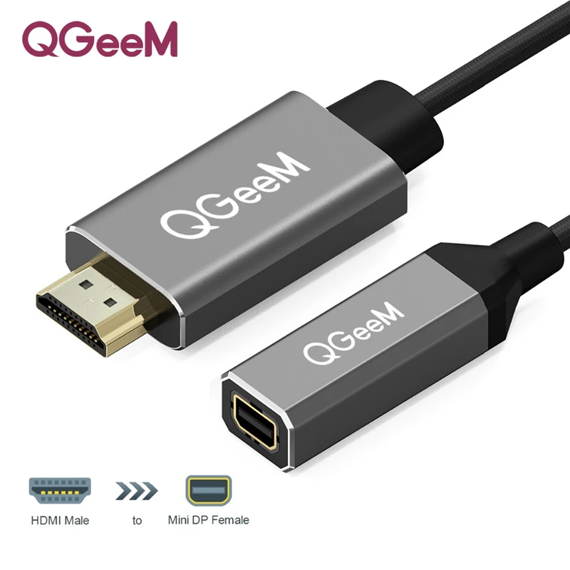 QGeeM HDMI to Mini DisplayPort Converter Adapter Cable 4K x 2K HDMI to Mini DP Adaptor for HDMI Equ