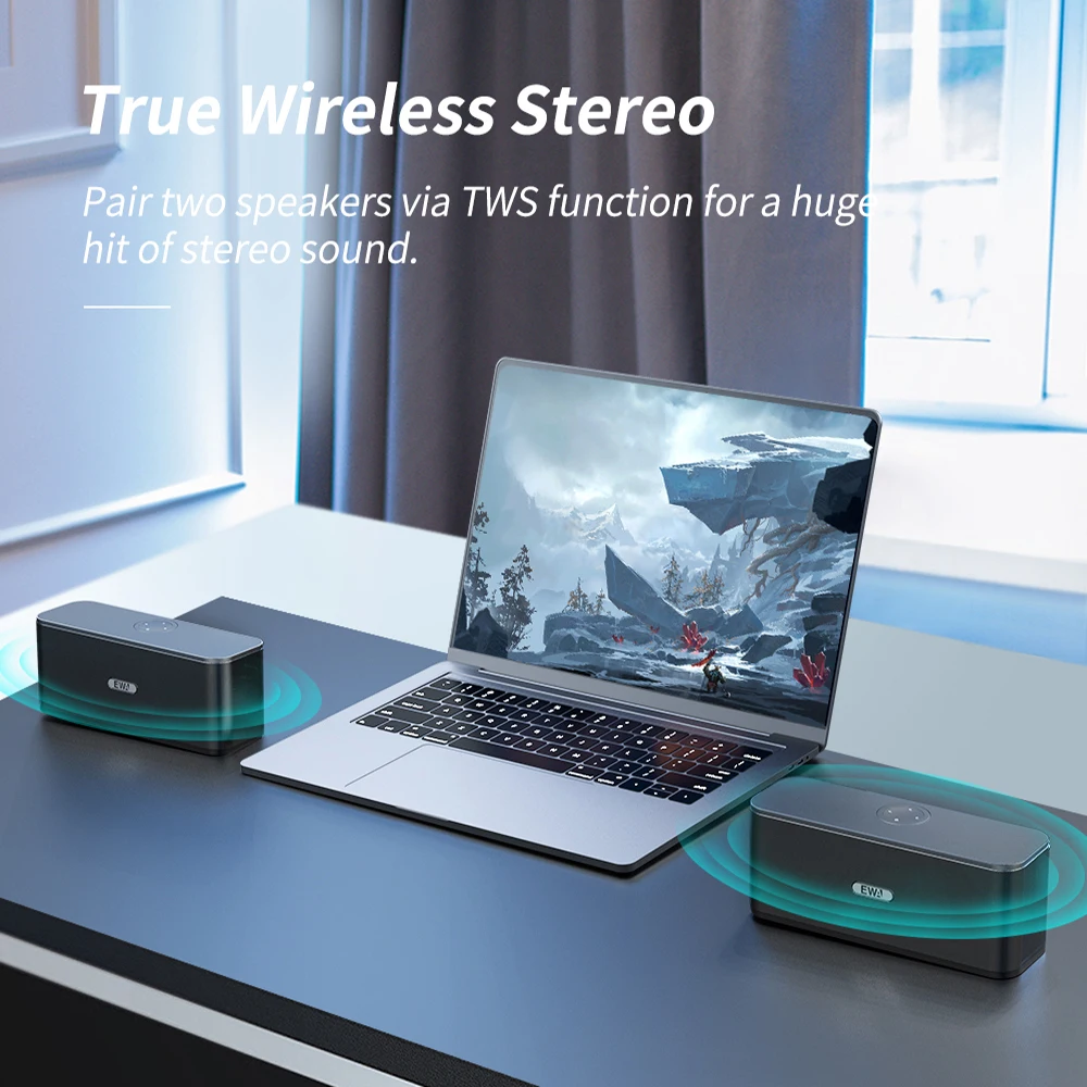 US $18.52 - 37.87 EWA W300 TWS Bluetooth Speakers Double Drivers 4000mAh Battery Loud Stereo Sound Wireless Portable Speaker For Outdoor Party