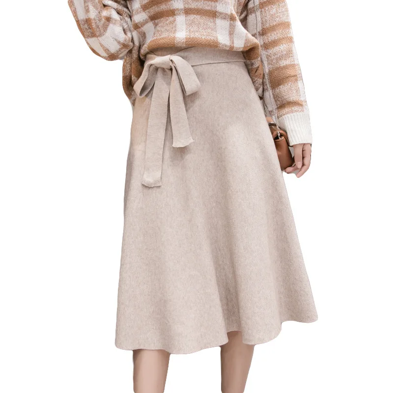 Женская трикотажная Юбка миди с бантом до колена|winter knitting skirt|midi skirtknit skirt |