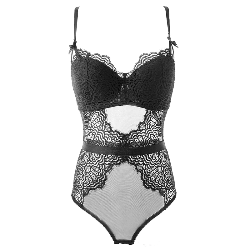 TERMEZY Women Sexy Lace Bustier and Corset Hollow Out Lace Bodysuit Halter Jumpsuit Charming Romper Gothic Overalls TERMEZY Women Sexy Lace Bustier and Corset Hollow Out Lace Bodysuit Halter Jumpsuit Charming Romper Gothic Overalls
