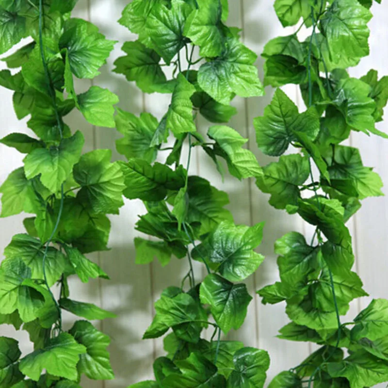5PCS 220cm Long Home Yard Decoration Washable Branch Vine Artificial Green Fake Plants Grape Ivy Foliage Leaves