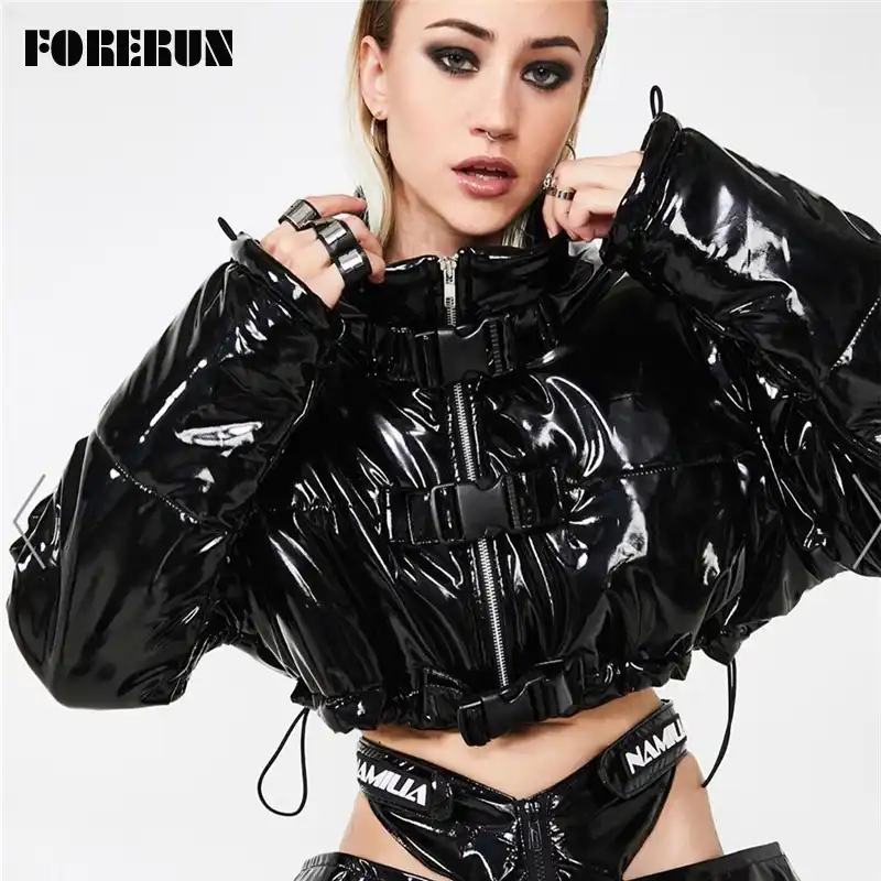 women's glossy puffer coat