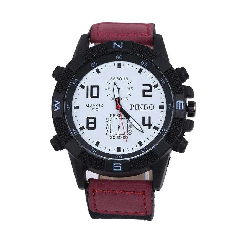 

Foreign Trade Hot Selling Men Large Dial Sports Watch Hot Selling with Numbers Quartz Belt Watch PB009A