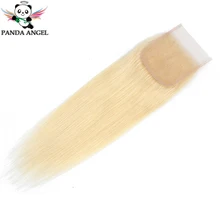 Panda#613 блонд бразильские прямые Кружева Закрытие 4*4 с детскими волосами средний/свободный/три части Remy человеческие волосы закрытие для женщин