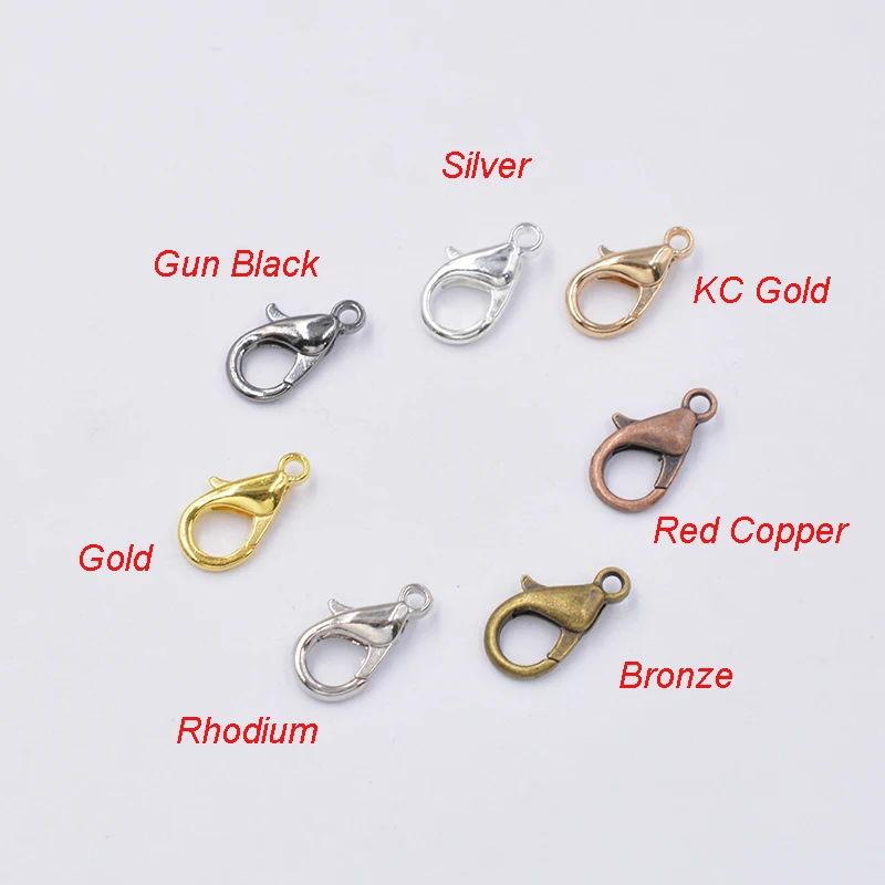 50pcs Mixed 7 Color 10/12/14/16mm Metal Lobster Clasp Hooks End Connectors For Jewelry Making Findings Necklace Bracelet DIY