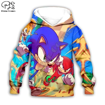 

Kids toddler Super Sonic The Hedgehog print 3d Hoodies set Cartoon baby anime Sweatshirt Boys Children zipper coat shirt pants