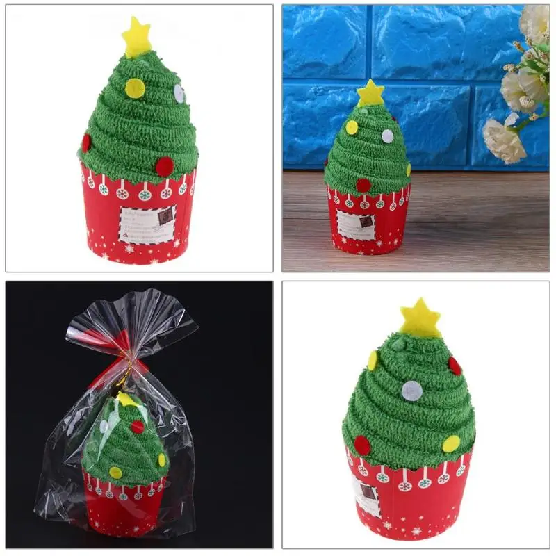 Хлопковые полотенца для кексов Санта-Клаус/Рождественская елка Снеговик рождественские подарки 30x30 см