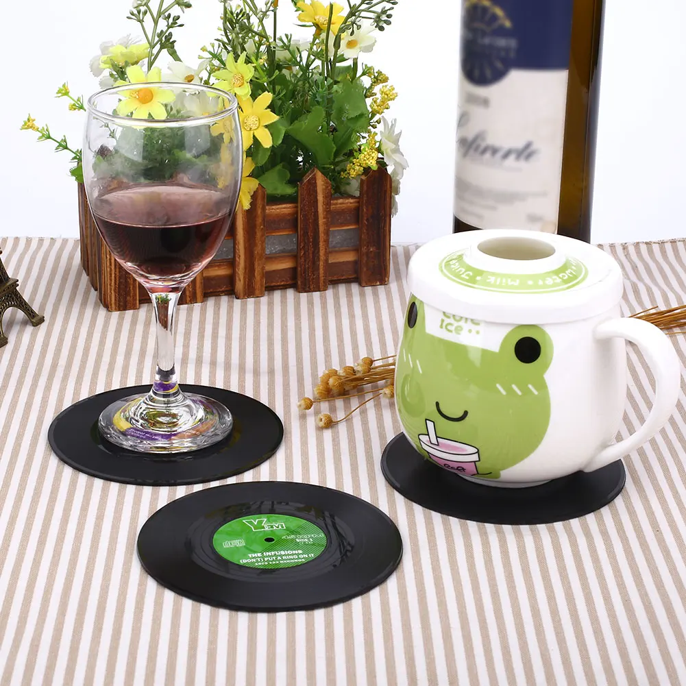 Coaster Records Cup черный коврик для посуды 4 шт. CD смолы домашний моющийся кофе