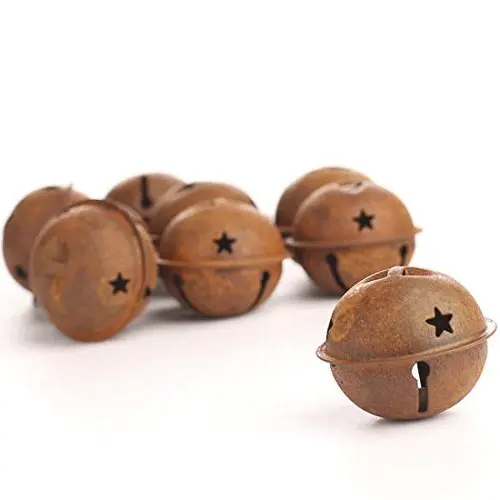 

Rusty Christmas Tree Star Hole Bell Studs 4cm Diameter Material Iron Beautiful Retro Style Decoration