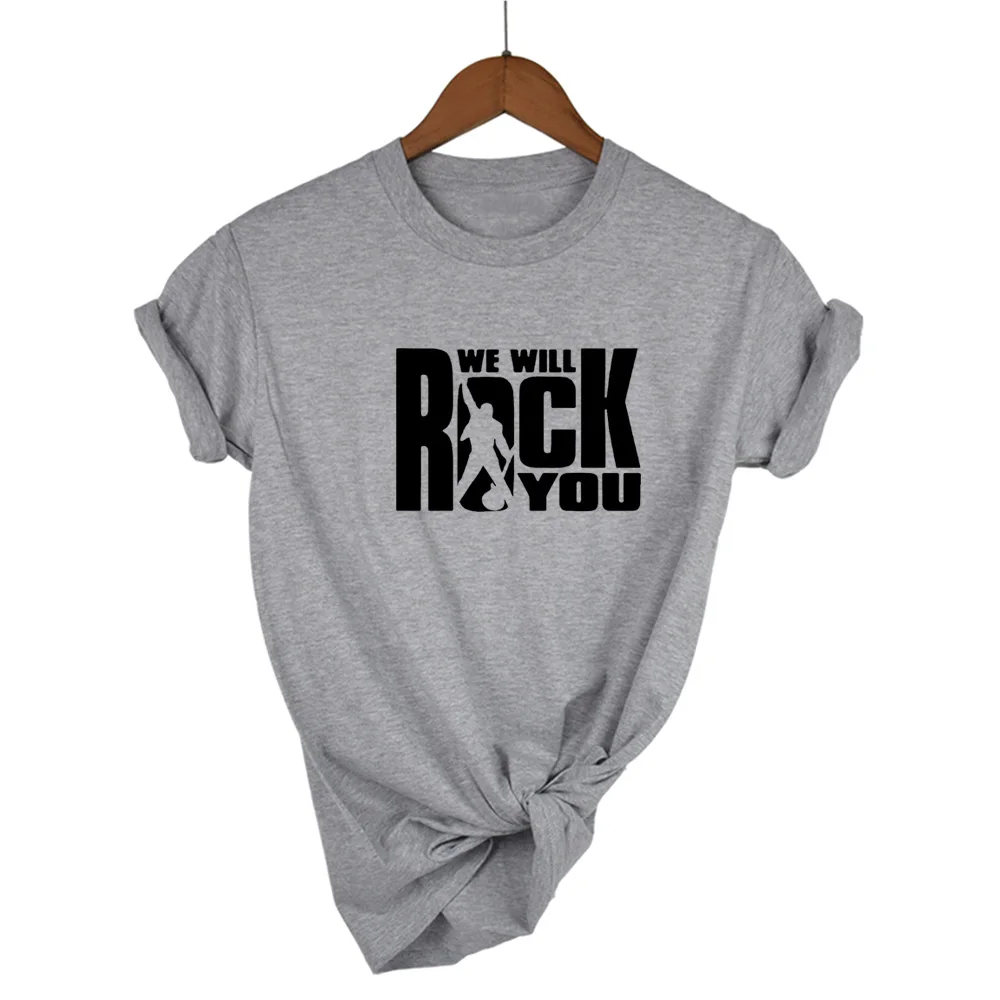 We Will Rock You Женская Футболка Летний стиль королева рок группа футболка короткий рукав хлопок рок-ролл женские топы