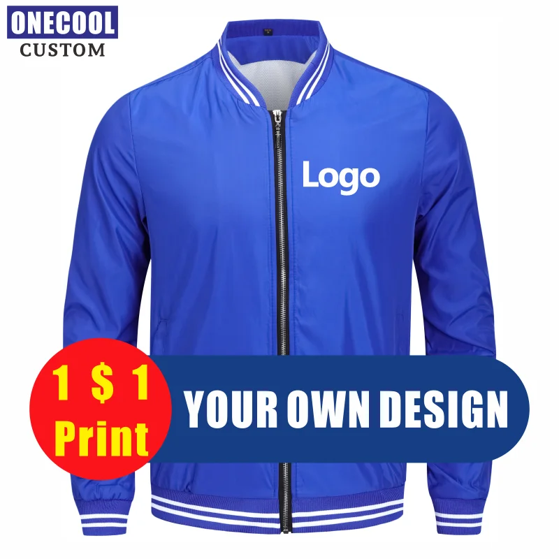 Thin Windbreaker Custom Logo Classic Baseball Uniform Print Team Design Embroidery Zipper Jacket 7 Colors ONECOOL 2021