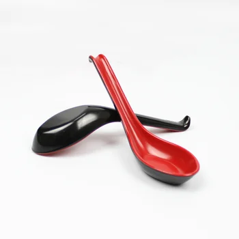 

3pcs! Plastic Long handled soup spoon Black Red serving spoon for Chinese Cooking Catering ramen noodles buffet tableware colher