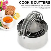 5 Pcs Round Cookies Cutter Set Professional Baking Dough Tool Round Cookies Cutter With Handle Cookies Cutters For Kitchen Tools raw cookies