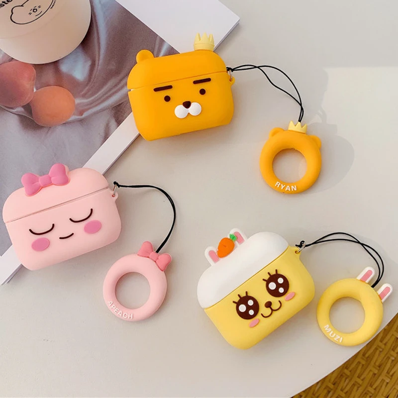 Чехол для AirPods Pro 3D милый мультяшный чехол в Корейском стиле с Львом Персиком