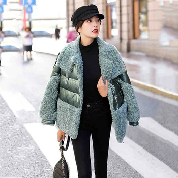 

2020 New Arrival Women's Lamb hair lining Jackets Hooded Thick Cashmere Collar Short Coats Fashion Warm Splicing Woollen Outwear