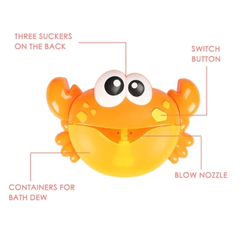 

Cartoon Crab Bubble Maker Baby Bath Toy Wall Mounted Soap Dispensers Automatic Blower Machine With 12 Nursery Kids Songs*