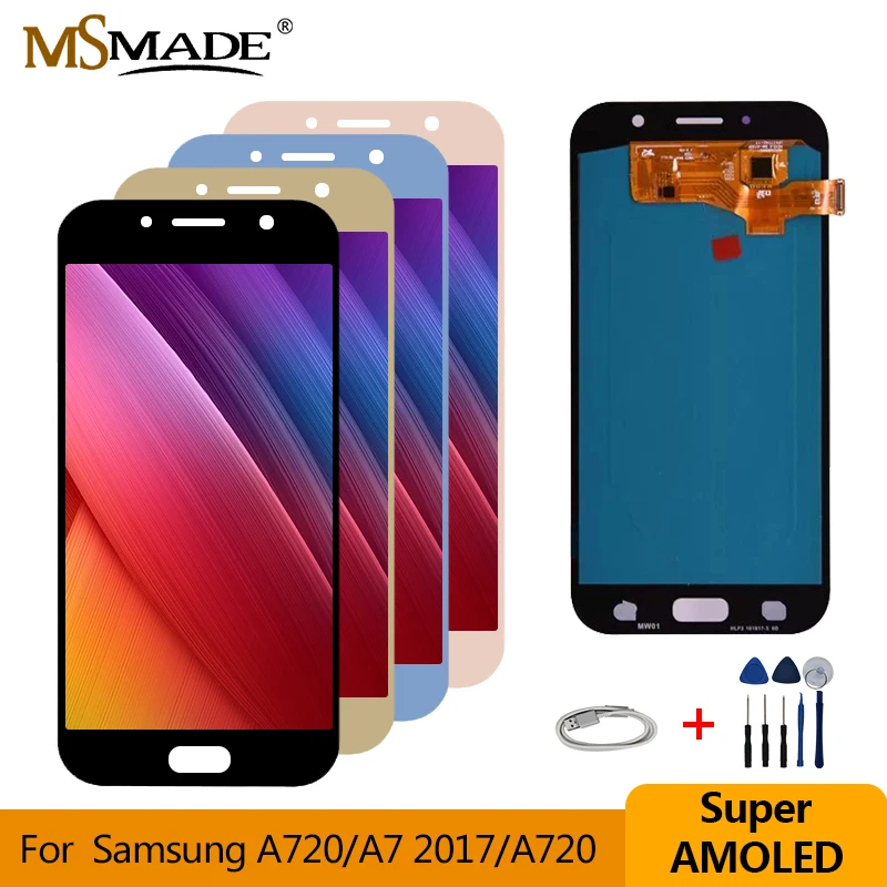 

Super AMOLED For Samsung Galaxy A7 2017 Display A720 A720F A720M LCD Touch Screen Digitizer Assembly For Samsung A720 LCD 5.7