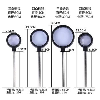 

4pcs/lot Hand-held convex lens magnifier diameter 3cm4cm5cm focal length 10cm30cm physical optical experimental lens