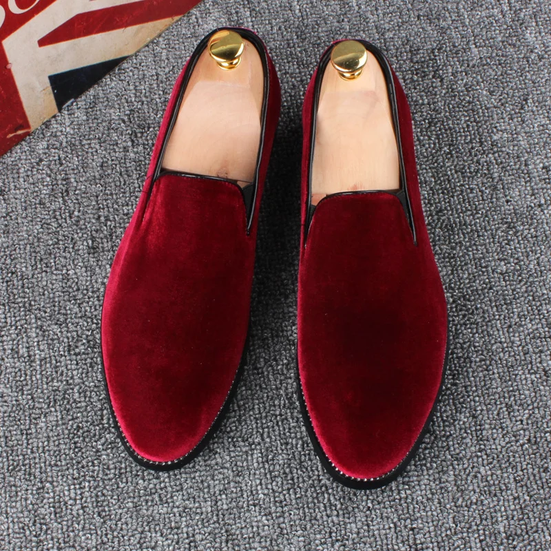 

Korean style mens leisure breathable soft velvet leather shoes slip-on smoking slippers trend lazy shoe youth summer loafers man