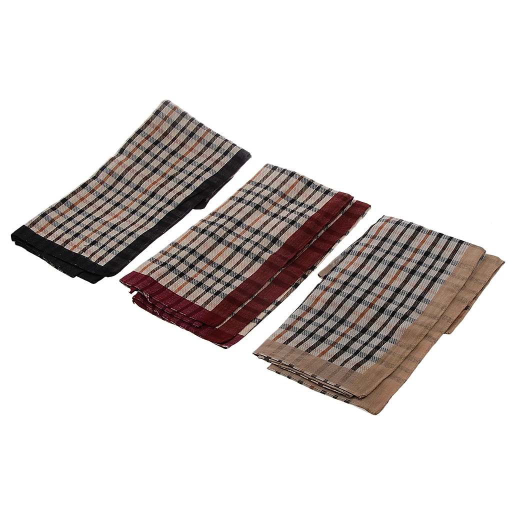 12pcs 100% Cotton Square Wedding Party Hanky Hand Towel Mens Plaid HANDKERCHIEFS   Square Super Soft Washable Hanky