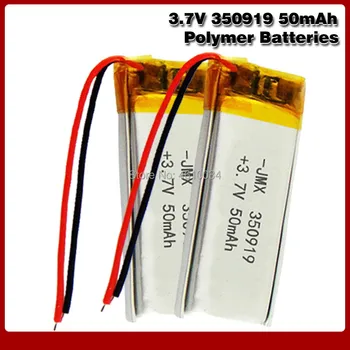 

3.7V Lipo cells 350919 50mah Lithium Polymer Rechargeable Battery For MP3 MP5 GPS bluetooth headset DVD LED Lamp E-book